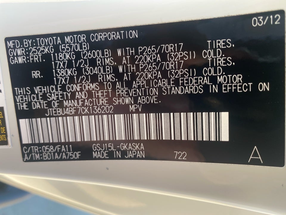 2012 Toyota FJ Cruiser Base