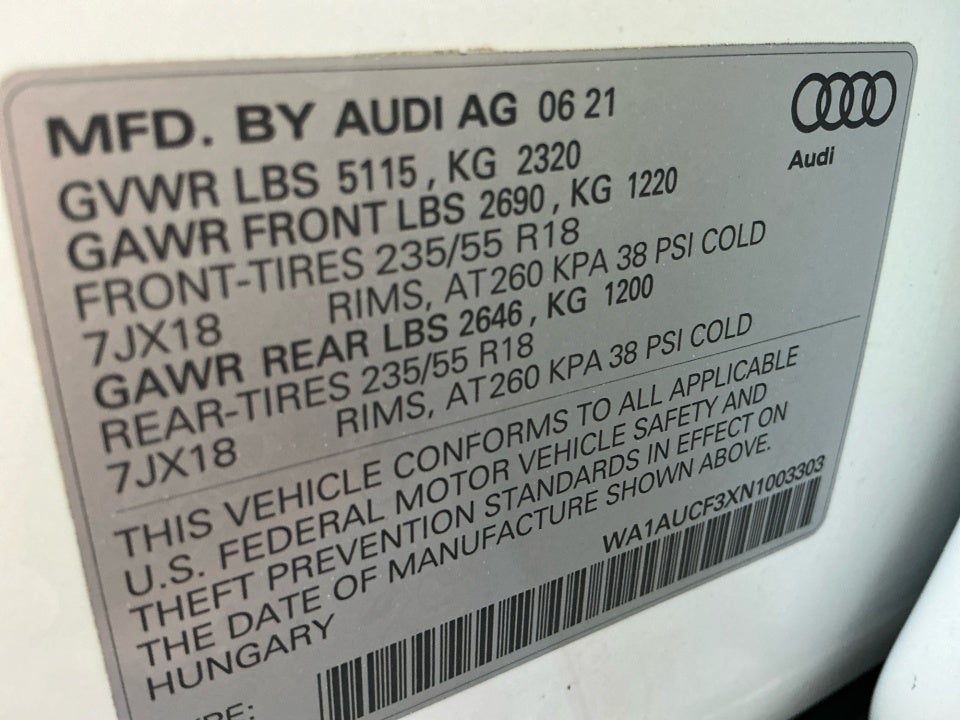 2022 Audi Q3 Premium 40 TFSI quattro Tiptronic