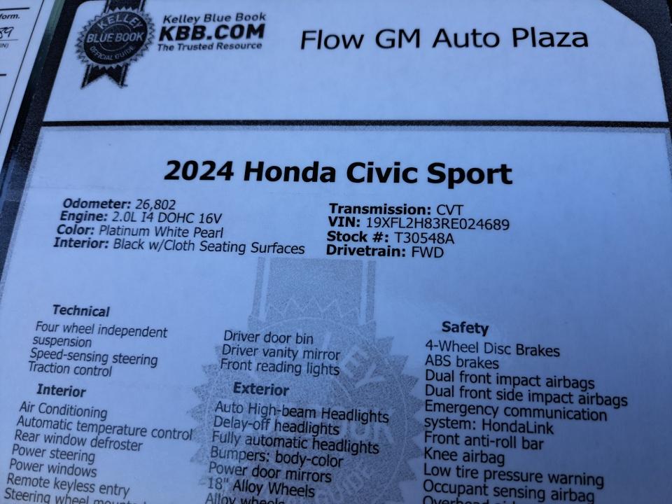 2024 Honda Civic Hatchback Sport