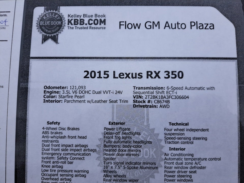 2015 Lexus RX 350 350