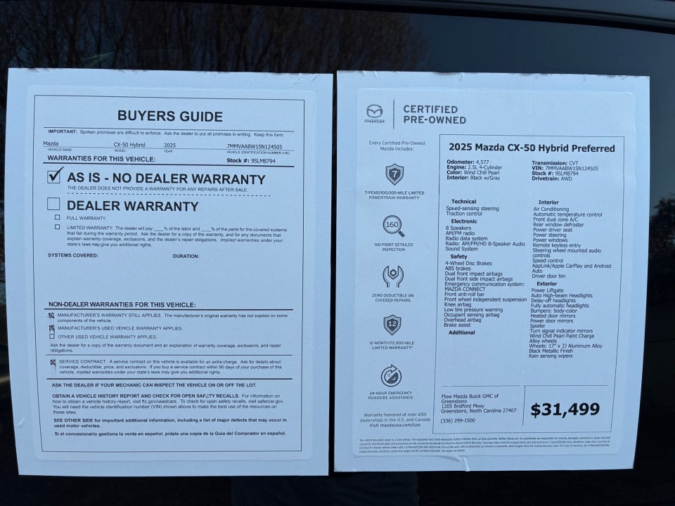2025 Mazda Mazda CX-50 Hybrid Preferred Package