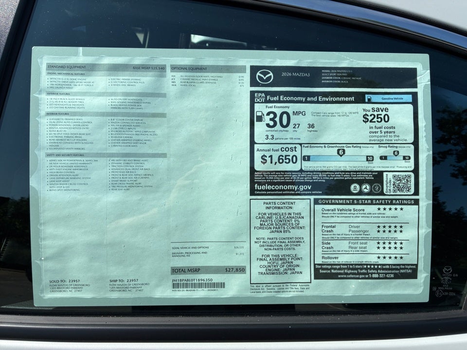 2026 Mazda Mazda3 Sedan 2.5 S Select Sport