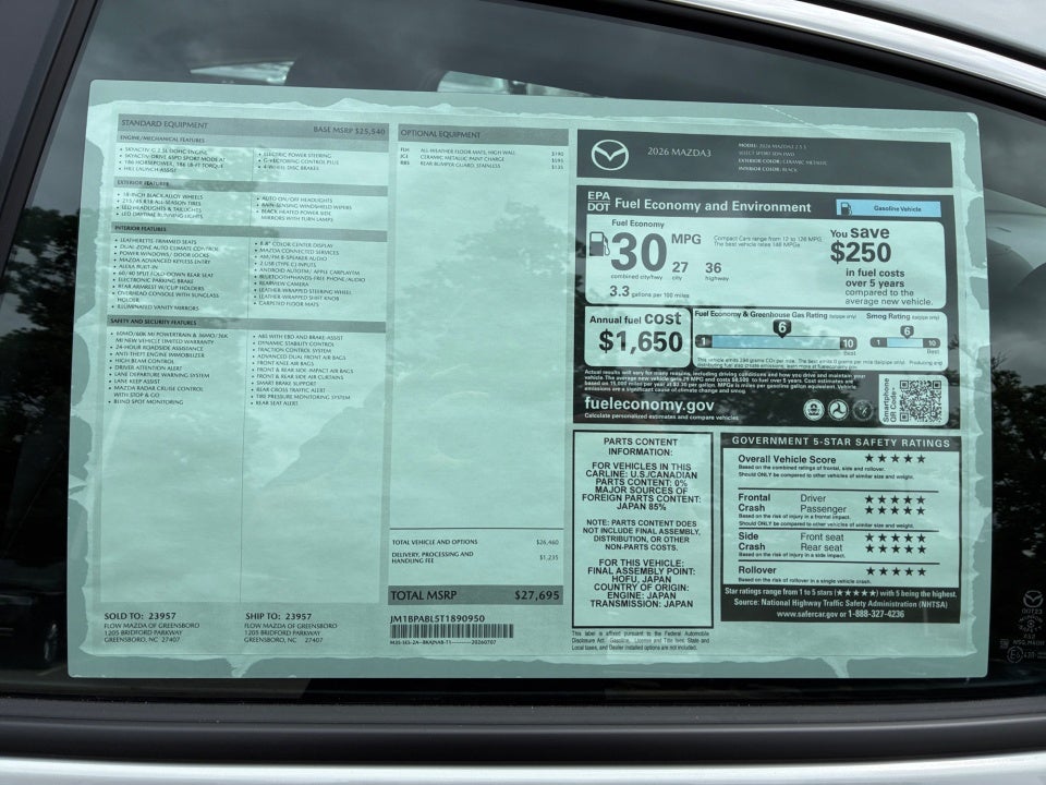 2026 Mazda Mazda3 Sedan 2.5 S Select Sport
