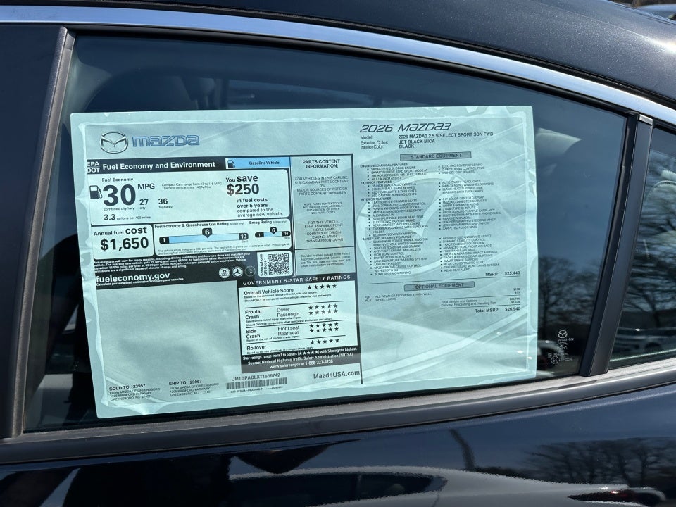 2026 Mazda Mazda3 Sedan 2.5 S Select Sport