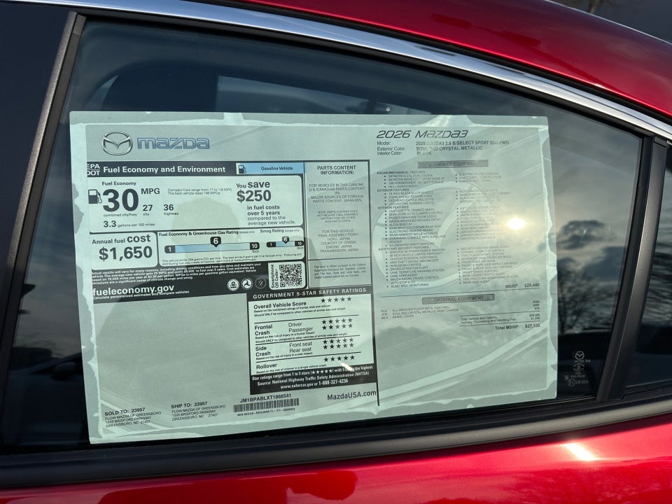 2026 Mazda Mazda3 Sedan 2.5 S Select Sport