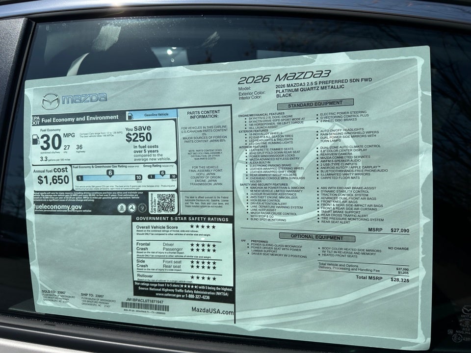 2026 Mazda Mazda3 Sedan 2.5 S Preferred