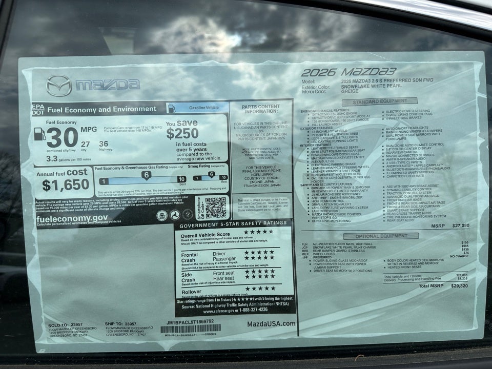 2026 Mazda Mazda3 Sedan 2.5 S Preferred