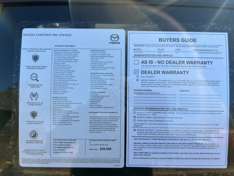 2025 Mazda Mazda CX-50 2.5 S Select Package