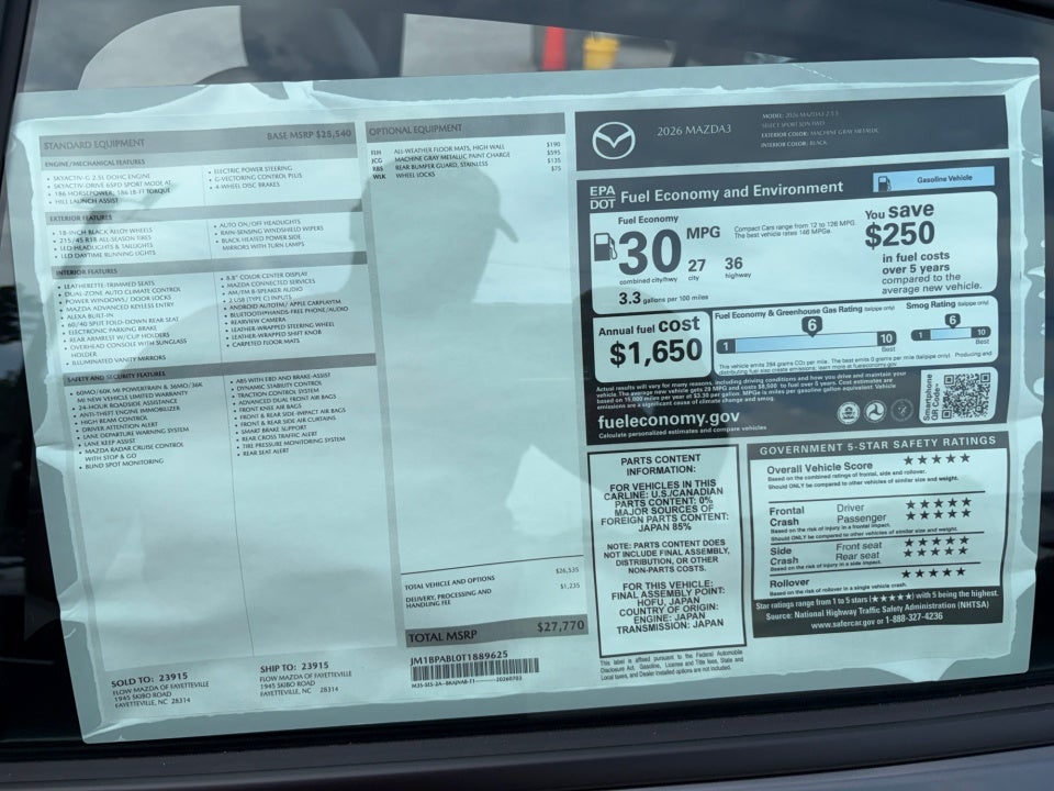 2026 Mazda Mazda3 Sedan 2.5 S Select Sport