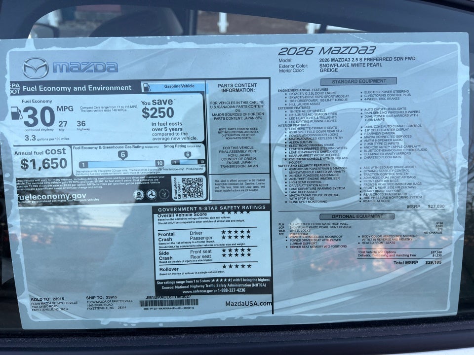 2026 Mazda Mazda3 Sedan 2.5 S Preferred