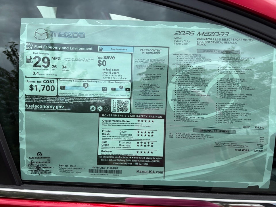 2026 Mazda Mazda3 Hatchback 2.5 S Select Sport