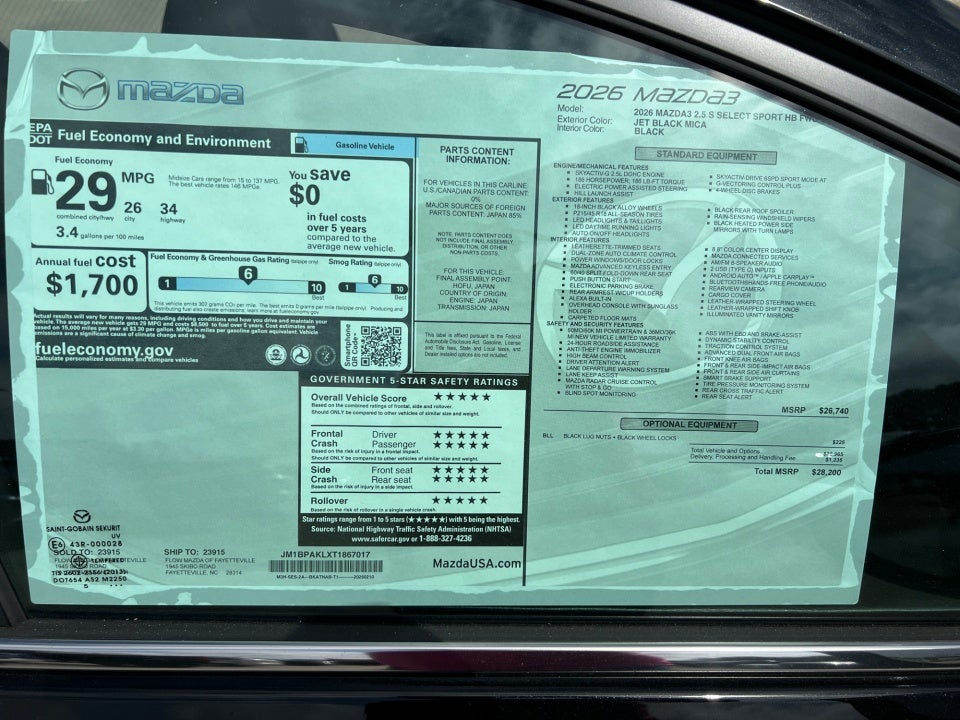 2026 Mazda Mazda3 Hatchback 2.5 S Select Sport