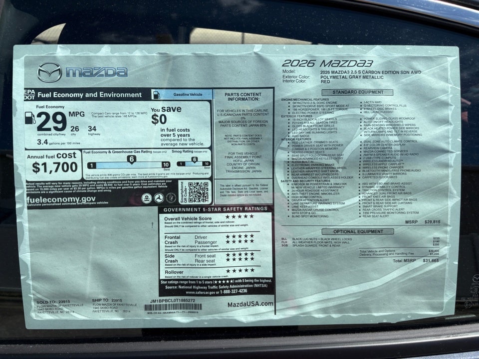 2026 Mazda Mazda3 Sedan 2.5 S Carbon Edition