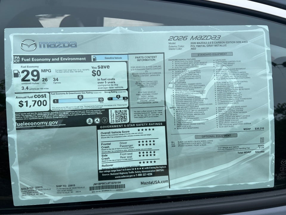 2026 Mazda Mazda3 Sedan 2.5 S Carbon Edition
