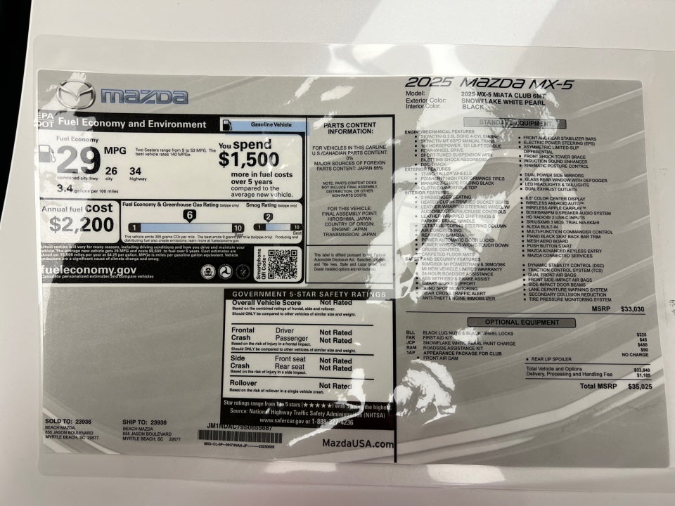 2025 Mazda Mazda MX-5 Miata Club