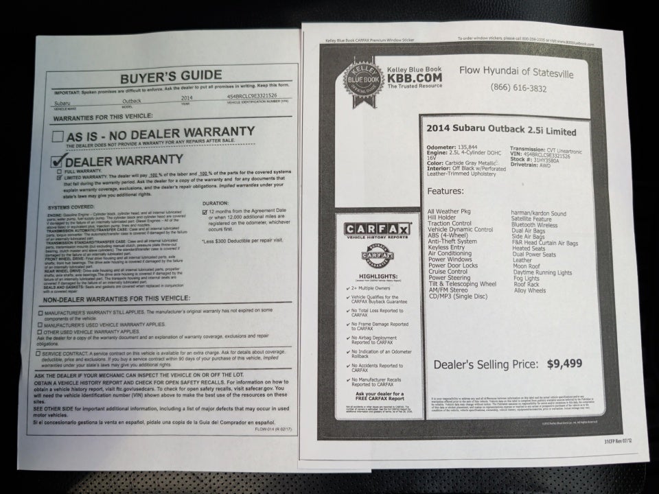 2014 Subaru Outback 2.5i Limited