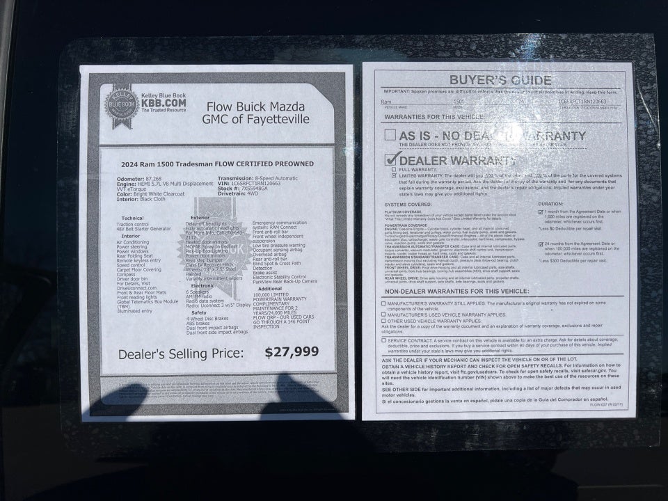 2024 RAM 1500 Tradesman Quad Cab 4x4 6'4" Box