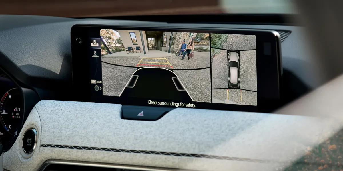 2027 Mazda CX-90 360° View Monitor on the center display | Flow Mazda of Charlottesville in Charlottesville VA