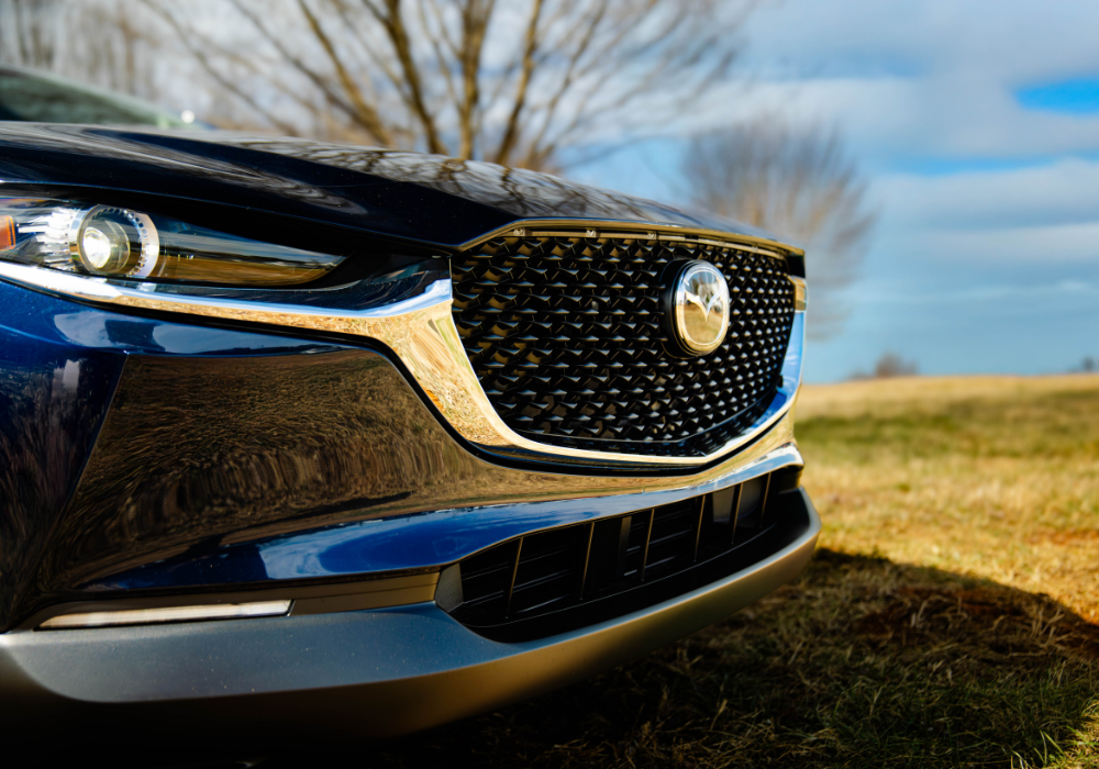 Close up photo of front grille the new Mazda CX-40